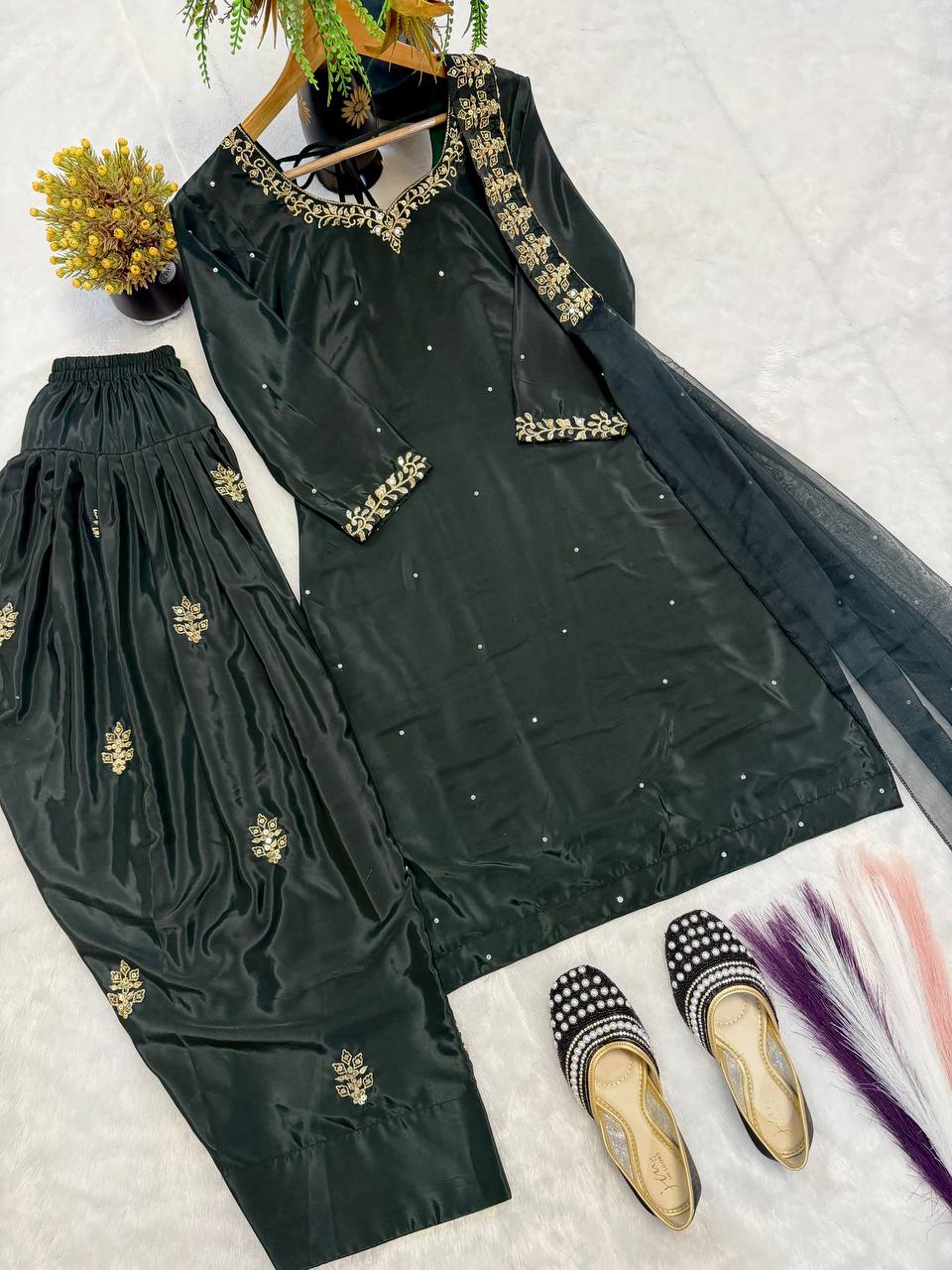 Opulent Noir Jewel-Tone Suit